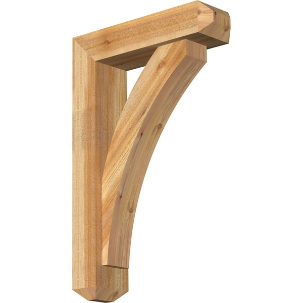 Ekena Millwork Thorton Craftsman Rough Sawn Bracket w/ Offset Brace, Western Red Cedar, 6"W x 22"D x 34"H BKT0604X22X34THR04RWR - main